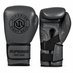 Gants de boxe Superior Fight Gear en cuir véritable blanc, avec sangle de poignet réglable, fermeture à lacets, imperméables et respirants - Product Image 3