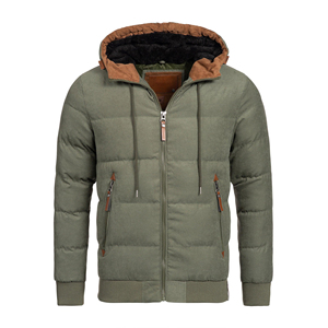 Men's <b>Hooded</b> Puffer <b>Jacket</b> With Zipper Closure And <b>Fleece</b> Lining Winter - Product Image 6