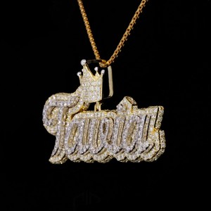 Collar con Colgante de Nombre Personalizado con Incrustaciones de Moissanita Tania, Plata de Ley 925, Estilo Hip Hop, Letra Personalizada - Product Image 3