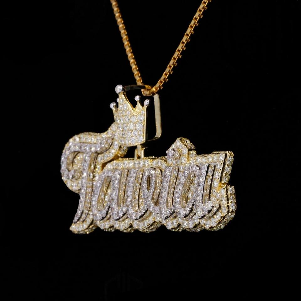 Personalization Start Custom Iced Out Tania Moissanite Name Pendant Necklace 925 Sterling ...