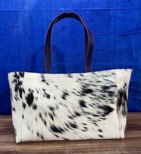 Sac fourre-tout pour femme en fourrure à imprimé animalier style western avec poignées en cuir véritable et fermeture à sangle ouverte pour mariage - Product Image 3
