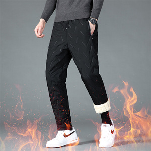 Pantalones Deportivos para Hombre, Cintura Media, Forro Polar Ligero, Transpirables, Impermeables, Color Sólido, Algodón, Largos - Product Image 3
