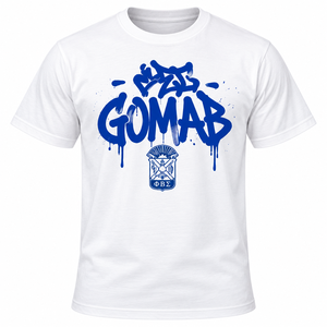 เสื้อยืดผู้ชายสีขาวพีเบต้าซิกมาพร้อมลายกราฟฟิตี้ GOMAB พิมพ์ลายกราฟฟิตี้แขนสั้นคอกลมลำลองสำหรับกลุ่มนักศึกษา - Product Image 3