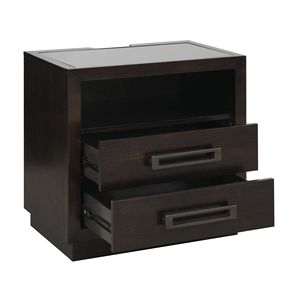 Comodino Moderno per Camera da Letto con Luce LED, 2 Cassetti, Vano Portaoggetti, Porte USB, Prese di Corrente, Finitura Antracite e Piano in Vetro - Product Image 5