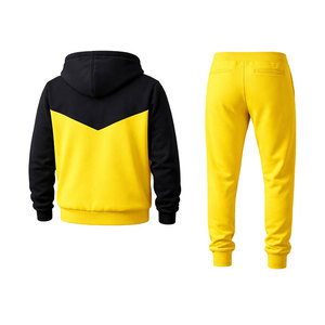 ชุดวอร์มผู้ชายสีดำและสีเหลือง เสื้อฮู้ดซิปพร้อมกางเกงจ็อกเกอร์ ทรงเข้ารูป สวมใส่สบาย เหมาะสำหรับออกกำลังกาย วิ่ง และเล่นกีฬา - Product Image 4