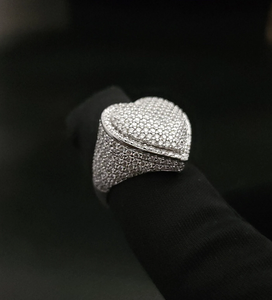 Vana Jewels H0023 Bagues unisexes en argent sterling plaqué rhodium, style hip-hop, avec grappe de cœurs glacés, pour mariages et anniversaires - Product Image 1