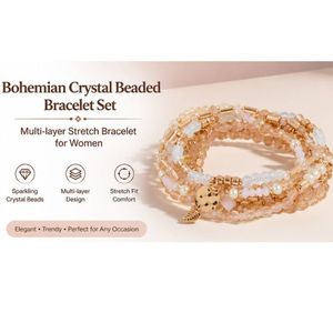 Luxury Handmade Bohemian Layered <b>Bead</b> Bracelet <b>Set</b> Women | Pearl Charm 14K Gold Plated Stretch Stack Bracelets | Fashion Jewelry - Product Image 3
