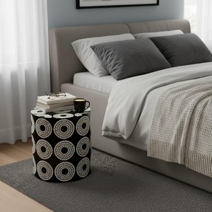 Tabouret d'appoint console moderne en os incrusté fait main, forme ronde, taille et design personnalisés, modèle de haute qualité pour maison, hôtel, restaurant - Product Image 4