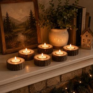 Handmade Durable Wooden <b>Tea</b> Light Holder Rectangle Eco Friendly Christmas Home Decoration - Product Image 3
