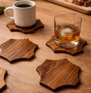 Sous-verre en bois fait main |   Ensemble de 6 sous-verres, décoration de table par B H Brothers - Product Image 3