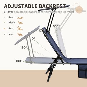Juego de 2 Sillas Plegables Tipo Chaise Longue para Piscina con Toldo, Respaldo Reclinable y Estructura de Acero para Tomar el Sol al Aire Libre - Product Image 4