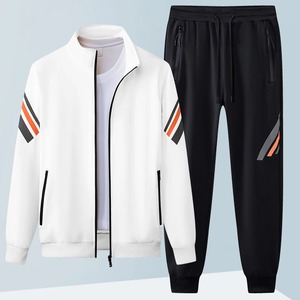 Conjunto Deportivo Unisex, Chaqueta y Pantalones Negros con Diseño Estampado, Cierre de Cremallera, Bolsillos Laterales, Ropa Casual de Otoño, Corte Regular 2 en 1 - Product Image 2
