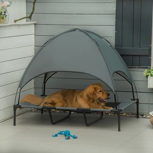 Cuccia Rialzata Portatile per Cani 122x91 cm con Tettuccio Parasole Anti-UV e Funzione Rinfrescante - Product Image 2