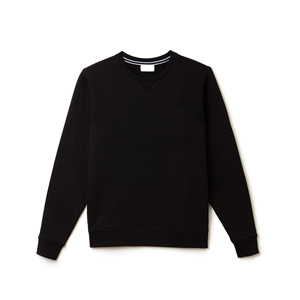 Sudadera de cuello redondo negra para hombre, corte regular, informal, tejida, 100% algodón, para otoño - Product Image 1