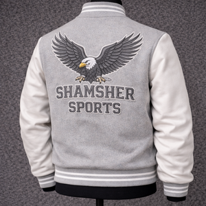 Factory Made Bulk Wholesale Men Wool Winter Bomber Jackets Custom Design Breathable Stand Collar Leather Sleeves Varsity Jacket - Product Image 6