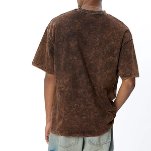 เสื้อยืดคอกลมแขนสั้นผู้ชายลายย้อมสีแบบ Acid Wash ขายส่ง ผ้าฝ้ายเจอร์ซีย์ 100% ทรงปกติ สวมใส่สบาย สีพื้น ดีไซน์แบบถัก - Product Image 3
