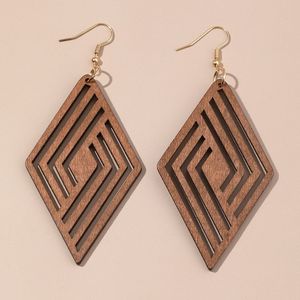 Pendientes de Madera Triangulares con Corte Láser Personalizado en Color Marrón para Mujer, Joyería de Moda para Aniversario, Venta al Por Mayor - Product Image 5