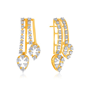 Boucles d'oreilles minimalistes en or jaune 14 carats avec diamants, taille brillant rond, diamants de laboratoire, bijoux pour femmes à porter au quotidien - Product Image 2