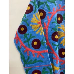 Chaqueta de Terciopelo Bordada a Mano para Mujer, Manga Larga, Cuello Camisero, Cierre Abierto, Estilo Bohemio con Patrón de Corazones para Otoño - Product Image 2