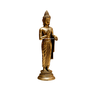 Statue de Bouddha debout en laiton, faite à la main, vintage, élégante, décoration de table pour la maison et l'affichage de luxe - Product Image 1