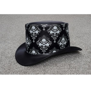 Sombrero de cuero hecho a mano único en tonos marrón y negro con motivo de calavera, estilo gótico steampunk, diseños de moda, sombrero de vaquero de cuero para fiestas. - Product Image 3