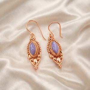 Pendientes Colgantes Hechos a Mano de Plata de Ley 925 con Gema de Charoita Natural, Estilo Bohemio Vintage, Filigrana Étnica, Joyería de Regalo para Mujer - Product Image 2