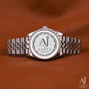 Montre à bracelet en acier inoxydable avec cadran en diamant, mouvement à quartz analogique, bracelet de 20 mm, cadran rond, bijoux pour femmes - Product Image 1