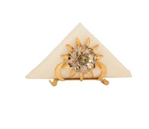 Porte-mouchoirs en métal doré glamour avec motif floral en cristal, support décoratif pour serviettes autoportant - Product Image 3