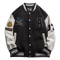 Blouson Bomber Teddy personnalisé avec appliqué, style universitaire, streetwear décontracté, col montant, logo frontal, hiver