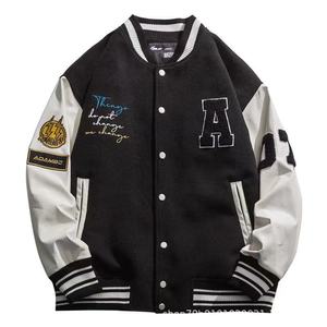 Chaqueta de Béisbol Personalizada de Fábrica con Parches, Estilo Casual Urbano, Chaqueta Bomber con Apliques de Osito de Peluche y Parches de Letras para Hombre - Product Image 4