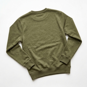 Sweat-shirt en molleton épais vert olive pour homme, imprimé graphique géométrique grue origami, épaules tombantes, style streetwear, col rond - Product Image 2