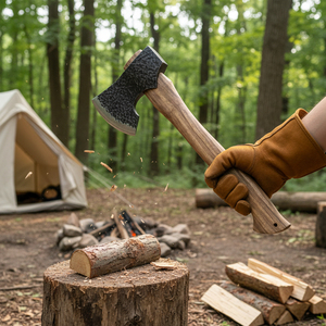 Hache à manche en bois, lame en acier au carbone, pour fendre du bois de chauffage, qualité DIY - Product Image 6