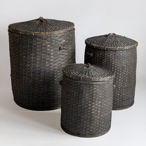 <b>Stackable</b> bamboo bin set high quality handmade storage <b>basket</b> multi storage bins with lids - Product Image 1