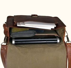 Classic <b>Men's</b> Genuine Cow <b>Leather</b> Briefcase With Buckle Closure And Adjustable Strap For Business Use - Product Image 3