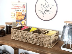 Natural Seagrass <b>Storage</b> <b>Baskets</b> with Dividers for Pantry Shelves Handmade <b>Storage</b> <b>Basket</b> Wholesale ecofriendly Made in Viet Nam - Product Image 4