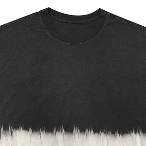 Camiseta de algodón tie-dye de manga corta con cuello redondo para hombre, corte holgado, tejido de punto informal, patrón liso - Product Image 2