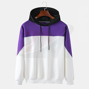Sudaderas con capucha blancas y moradas con nombre de marca y logotipo personalizados para hombre, corte ajustado, venta al por mayor, pedido a granel - Product Image 1