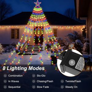 Guirnalda de Luces LED Multicolor de 350 LED con Forma de Estrella de Navidad, 11.48 Pies, Luces de Cadena Impermeables para Interiores y Exteriores con Adorno de Estrella - Product Image 2