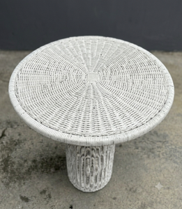 Modern Round Synthetic Rattan Outdoor <b>Dining</b> <b>Table</b> Weatherproof Wicker Pedestal French Bistro Patio Furniture Garden <b>Table</b> - Product Image 3