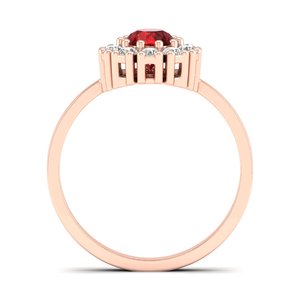 Bague en or massif 14 carats REYES faite à la main avec diamant certifié IGI pour femme, prix de gros, coupe ronde, pierre précieuse grenat 0,5 carat - Product Image 4
