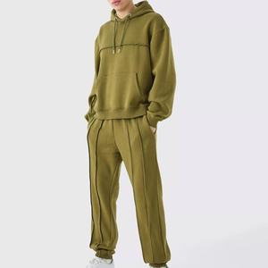 Conjunto Deportivo CRESTLINE INDUSTRY Unisex, Color Verde Oliva, con Capucha, de Poliéster/Algodón, Felpa, Manga Larga, Corte Holgado, Informal, Color Sólido - Product Image 1