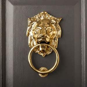Battant de porte en laiton motif lion pour portail d'entrée, battant de porte en laiton massif de designer, battant de porte en laiton moulé à la main motif lion, quincaillerie de qualité supérieure - Product Image 1
