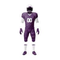 Men American Football Uniform Blue V-Neck Short Sleeve 100% Polyester Moisture Wicking Fitted Style All Seasons