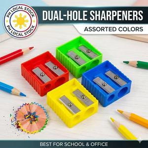 Paquete de 24 Sacapuntas Manuales de Doble Orificio: Sacapuntas Compactos de Colores Variados para la Escuela, Oficina y Niños - Product Image 2