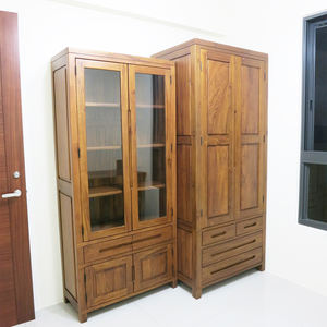 Librería Moderna de Diseño Sudoeste con 4 Puertas y 2 Cajones, Fabricada en Madera de Teca, Magnífica Librería Clásica para el Hogar, Muebles para Sala de Estar - Product Image 2