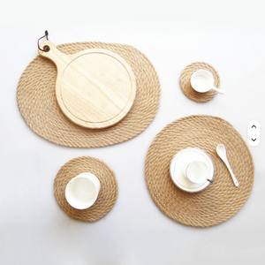 Ensemble de dessous-de-verre ronds en jute tressé, tapis de table durables pour cuisine, salle à manger, café, vente en gros - Product Image 1