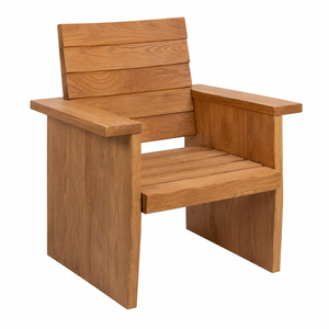 Chaise de jardin moderne en bois massif, confortable, durable, écologique, avec dossier étagé en teck pour salon et parc - Product Image 1