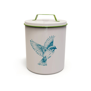 Nordic Style Metal Food <b>Storage</b> <b>Container</b> with Bird Print Airtight Lid Cylinder Shape <b>Kitchen</b> Use - Product Image 1