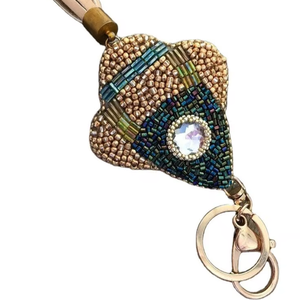 Porte-clés brodé de perles colorées, breloque de sac, artisanat indien vintage à la mode, fabriqué par des artisans expérimentés, motif fruits - Product Image 2