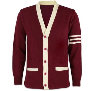High Quality School <b>Cardigan</b> Sweater Wool/Acrylic V-neck <b>Thick</b> College Apparel Unisex Fit Custom OEM Service Blank Knit - Product Image 1